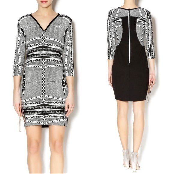 Yoana Baraschi Dresses & Skirts - Yoana Baraschi Black & White Patterned Sheath Dress SzL
